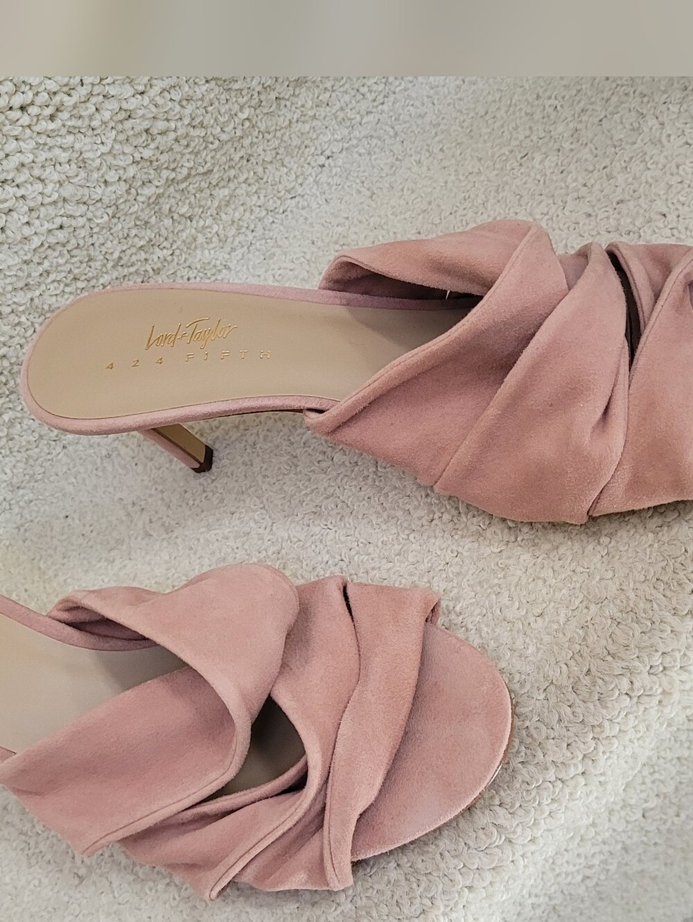 Vince Camuto Dusty Pink Suede Knotted Mule Heels